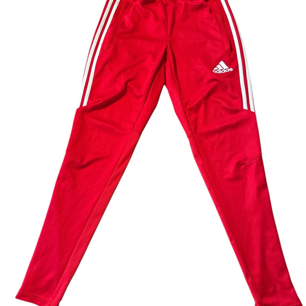 Adidas Red Sweatpants with Tapered Fit and Iconic Stripes